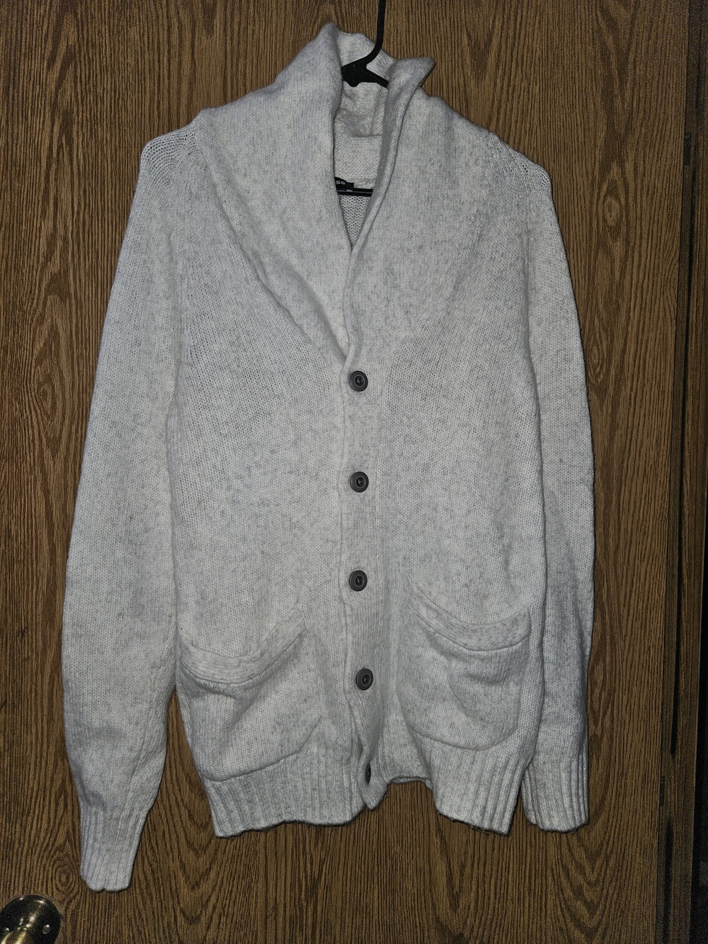 Express Men's Light Gray Shawl Collar Cardigan Sweater